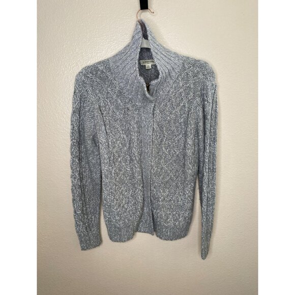 St. Johns Bay Petite Womens Gray Cable Knit Full-Zip Cardigan Sweater Size PL‎ - Picture 2 of 7
